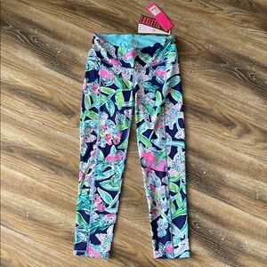 Lilly Pulitzer Luxletic Weekender Midi Legging in Bright Navy Sway This Way NWT